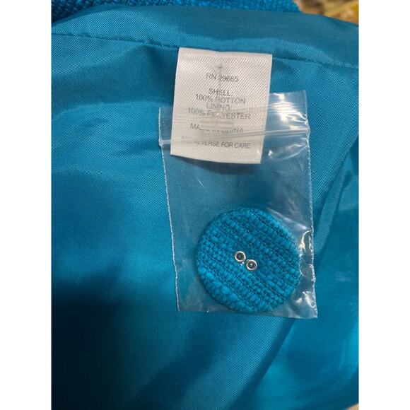 Pendleton Plus Womens 1x Turquoise Cotton Blazer - Picture 4 of 9